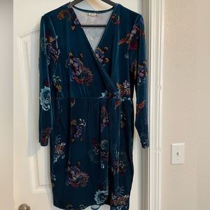 Velour Faux Wrap Dress